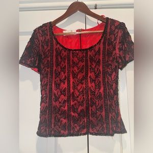 Vintage red/black beaded gothic top sz small